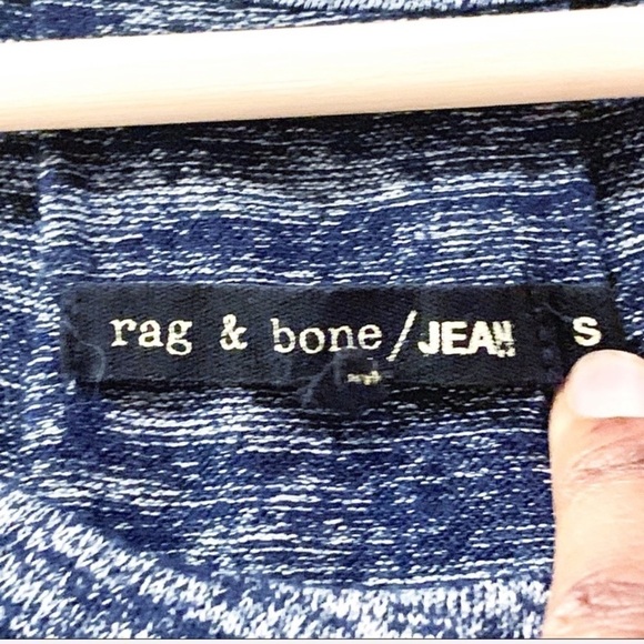 RAG & Bone Shirt Womens Small Blue Marl Long Sleeve Cozy Pocket T Loungewear - Picture 3 of 6